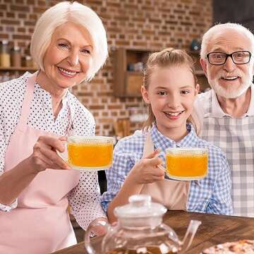 QUMMFA Vintage Coffee Mugs Set of 4, 14OZ Clear Embossed Glass Mugs Gifts for Women, Glass Mugs with Handles & Spoons, Clear Tea Cup Set for Yogurt Bowl, Oats, Latte and Cappuccino