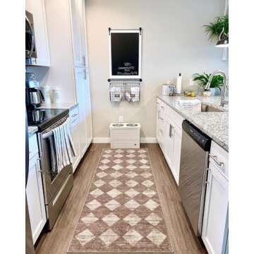 Lahome Moroccan Treills Runner Rug - 2x6 Beige Washable Rug Runner Carpet Runners for Hallway 6ft No...