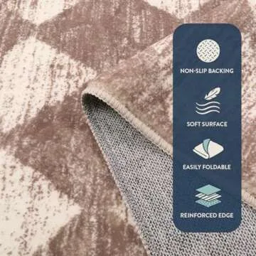 Lahome Moroccan Treills Runner Rug - 2x6 Beige Washable Rug Runner Carpet Runners for Hallway 6ft Non Skid, Checkered Long Kitchen Bathroom Non Skid Runner Rug for Bedroom Hallway Entryway