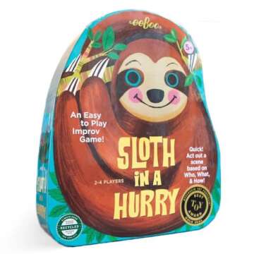 eeBoo: Sloth in a Hurry Action Board Game, an Easy to Play Improv Game, Educational Game That Cultivates Conversation, Socialization, and Skill-Building, for Ages 5 and up