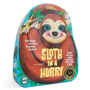 eeBoo: Sloth in a Hurry Action Board Game, an Easy to Play Improv Game, Educational Game That Cultivates Conversation, Socialization, and Skill-Building, for Ages 5 and up