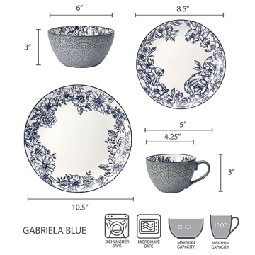 Elegant Pfaltzgraff Gabriela Blue Dinnerware Set