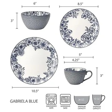 Elegant Pfaltzgraff Gabriela Blue Dinnerware Set