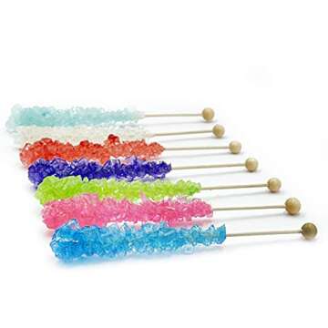 Fruidles Rock Candy Lollipops Pops Suckers, Variety Color Assortment, Individually Wrapped, 6.5" (6-Pack)