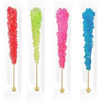 Fruidles Rock Candy Lollipops Pops Suckers, Variety Color Assortment, Individually Wrapped, 6.5" (6-Pack)