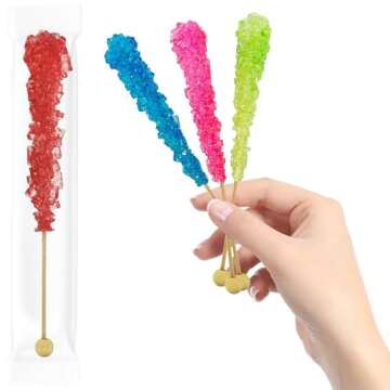 Fruidles Rock Candy Lollipops Pops Suckers, Variety Color Assortment, Individually Wrapped, 6.5" (6-Pack)