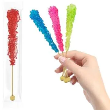 Fruidles Rock Candy Lollipops Pops Suckers, Variety Color Assortment, Individually Wrapped, 6.5" (6-Pack)