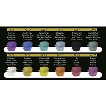Finetec Watercolor Metal Tin, 12-Color Pearlescent Rainbow Set (F1200)