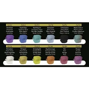 Finetec Watercolor Metal Tin, 12-Color Pearlescent Rainbow Set (F1200)