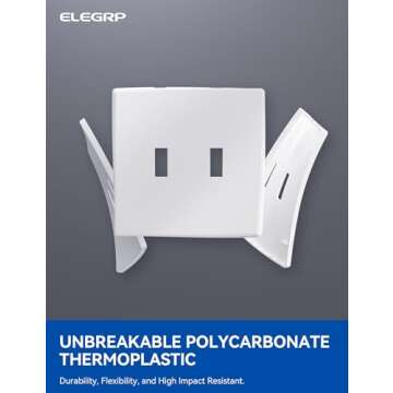 ELEGRP 2-Gang Screwless Toggle Wall Plates, Mid-Size Unbreakable Thermoplastic Faceplate Cover for Toggle Wall Switch & Toggle Dimmer Switch, UL Listed (5 Pack, Matte White)