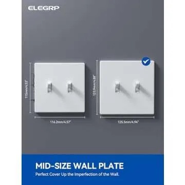 ELEGRP 2-Gang Screwless Toggle Wall Plates, Mid-Size Unbreakable Thermoplastic Faceplate Cover for Toggle Wall Switch & Toggle Dimmer Switch, UL Listed (5 Pack, Matte White)