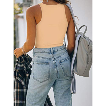 Stylish REORIA Sleeveless High Neck Cropped Tank Top