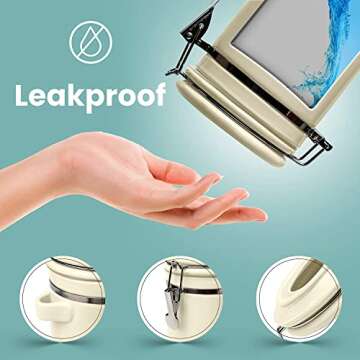 Home Intuition 4-Piece Ceramic Kitchen Canisters Set, Airtight Containers with Wooden Spoons Reusable Chalk Labels and Marker for Sugar, Coffee, Flour, Tea (Off White)