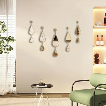 BAODANFU Decorative Teardrop Wall Mirrors 5-Pack