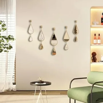 BAODANFU Decorative Teardrop Wall Mirrors 5-Pack