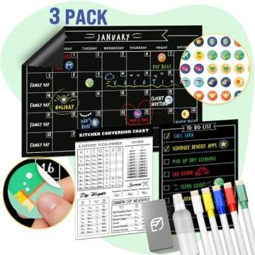 Magnetic Chalkboard Calendar - Family Organizer & Menu Planner