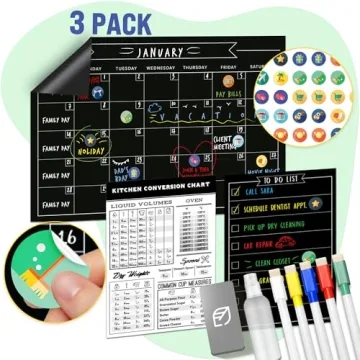 Magnetic Chalkboard Calendar - Family Organizer & Menu Planner