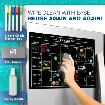 Magnetic Chalkboard Calendar Family Organizer Menu Planner