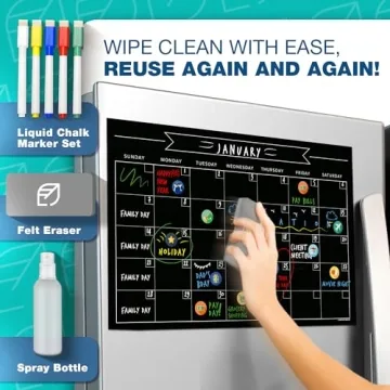 Magnetic Chalkboard Calendar Family Organizer Menu Planner