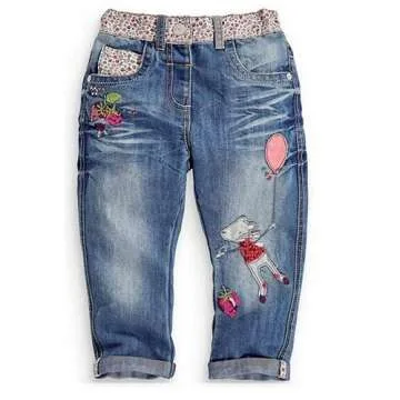 EGELEXY Little Girl Cartoon Long Sleeve Pullover Tops and Jeans Pants Sets 4PCS Outfits