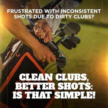 Frogger BrushPro Golf Club Cleaner with Ergonomic Grip and 2.5 ft. Retractable Cord, Orange - Sturdy Golf Club Brush and Groove Cleaner for Golfers