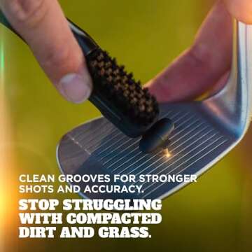 Frogger BrushPro Golf Club Cleaner with Ergonomic Grip and 2.5 ft. Retractable Cord, Orange - Sturdy Golf Club Brush and Groove Cleaner for Golfers