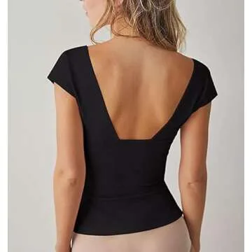 Elegant Deep V Neck Backless Crop Top - Summer Fashion