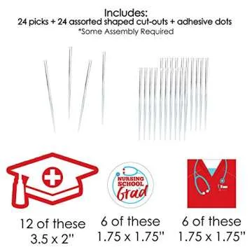 Big Dot of Happiness Nurse Graduation - Dessert Cupcake Toppers - Medical Nursing Graduation Party Clear Treat Picks - Set of 24