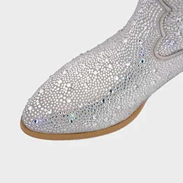 MissHeel Sparkly Rhinestone Cowboy Boots for Women