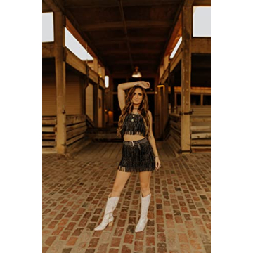 MissHeel Sparkly Rhinestone Cowboy Boots for Women