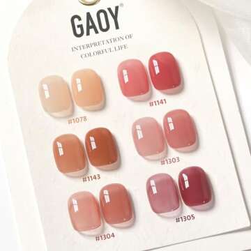 GAOY Jelly Burgundy Gel Nail Polish Set, 6 Transparent Colors Red Pink Brown Nude Soak Off UV Light ...