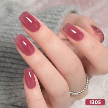 GAOY Jelly Burgundy Gel Nail Polish Set, 6 Transparent Colors Red Pink Brown Nude Soak Off UV Light Cure Gel Polish Kit for Salon and Nail Art DIY at Home