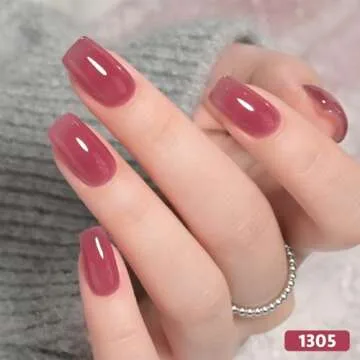 GAOY Jelly Burgundy Gel Nail Polish Set, 6 Transparent Colors Red Pink Brown Nude Soak Off UV Light Cure Gel Polish Kit for Salon and Nail Art DIY at Home