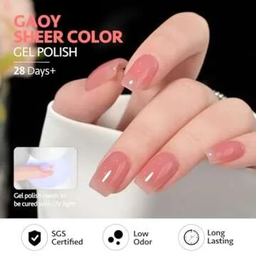 GAOY Jelly Burgundy Gel Nail Polish Set, 6 Transparent Colors Red Pink Brown Nude Soak Off UV Light Cure Gel Polish Kit for Salon and Nail Art DIY at Home