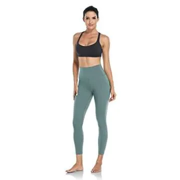 HeyNuts Essential 7/8 Leggings High Waisted Yoga Pants for Women, Soft Workout Pants Compression Leggings with Inner Pockets Everglade Teal_25'' XS(0/2)