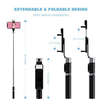 All-in-One Selfie Stick Tripod with LED Light & Remote