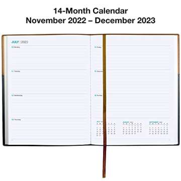 Global Printed Products 2023 Planner Calendar 8"x10" : Includes 14 Months (Nov 2022 to Dec 2023) / 2023 Weekly Planner/Weekly Agenda/Monthly Calendar Organizer (Black/Brown)