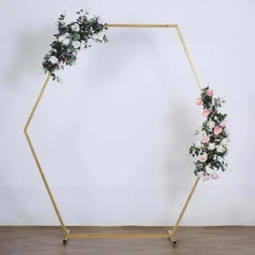 Elegant 8FT Gold Hexagonal Wedding Arch for Celebrations