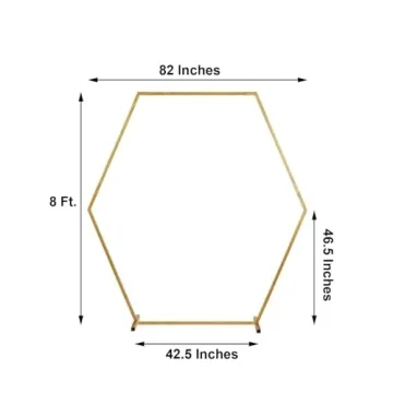 Elegant 8FT Gold Hexagonal Wedding Arch for Celebrations