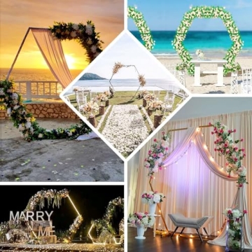 Elegant 8FT Gold Hexagonal Wedding Arch for Celebrations