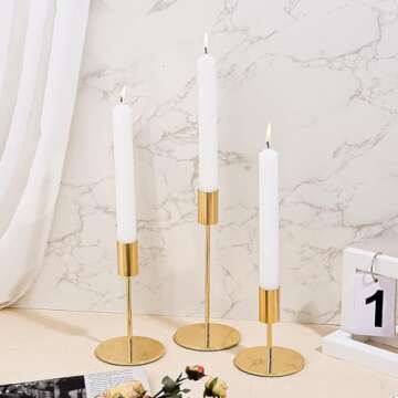 6pcs Gold Color Candlestick Holders Metal Candle Holders for Candlesticks Tall Taper Candle Holders for Home Deco, Wedding,Dinner,Christmas Party, Fits 3/4 inch Thick Candle&Led Candles (Gold)