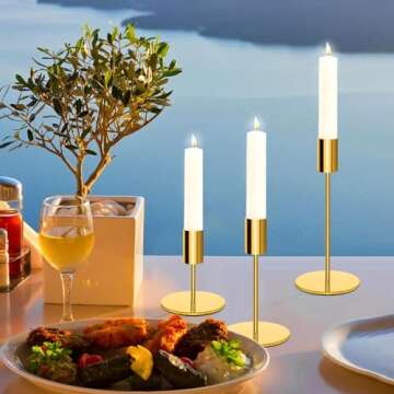 6pcs Gold Color Candlestick Holders Metal Candle Holders for Candlesticks Tall Taper Candle Holders for Home Deco, Wedding,Dinner,Christmas Party, Fits 3/4 inch Thick Candle&Led Candles (Gold)
