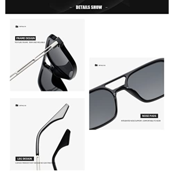 Trendy 70s Square Flat Aviator Sunglasses for All