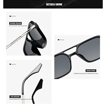 Trendy 70s Square Flat Aviator Sunglasses for All