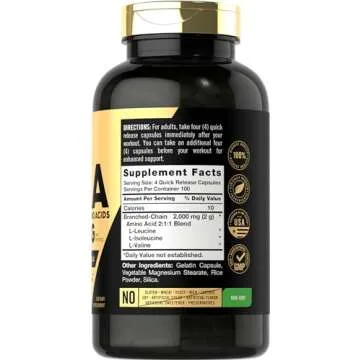 Carlyle BCAA Amino Acids Capsules | 2000mg | 400 BCAA Capsules | Non-GMO, Gluten Free