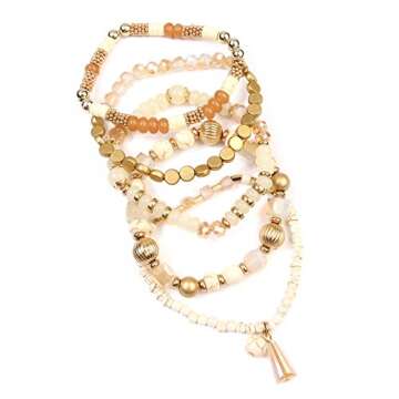 RIAH FASHION Bohemian Mix Bead Multi Layer Versatile Statement Bracelets - Stackable Beaded Strand S...