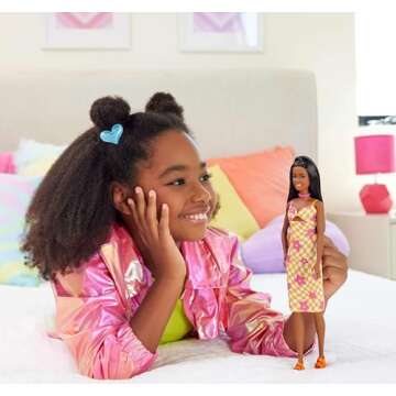 Barbie Fashionistas Doll #233 with Black Hair in Midi Dress