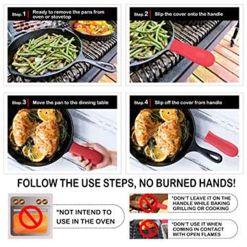 Cbiumpro 2-Pack Cast Iron Handle Cover, Silicone Heat Resistant Hot Cast Iron Skillet Pan Handle Covers Holder Sleeve