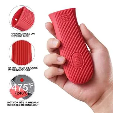 Cbiumpro 2-Pack Cast Iron Handle Cover, Silicone Heat Resistant Hot Cast Iron Skillet Pan Handle Covers Holder Sleeve