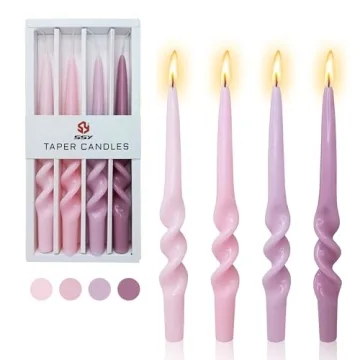 Spiral Taper Candle Pink Candlesticks Set of 4 Gradient Candles for Home Dinner Weddings Festive Dec...
